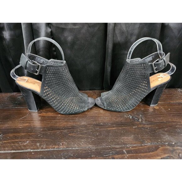 Tahari Margaret 2 Black Leather Peep-Toe Block Heels/Sz. 6M - Picture 4 of 9